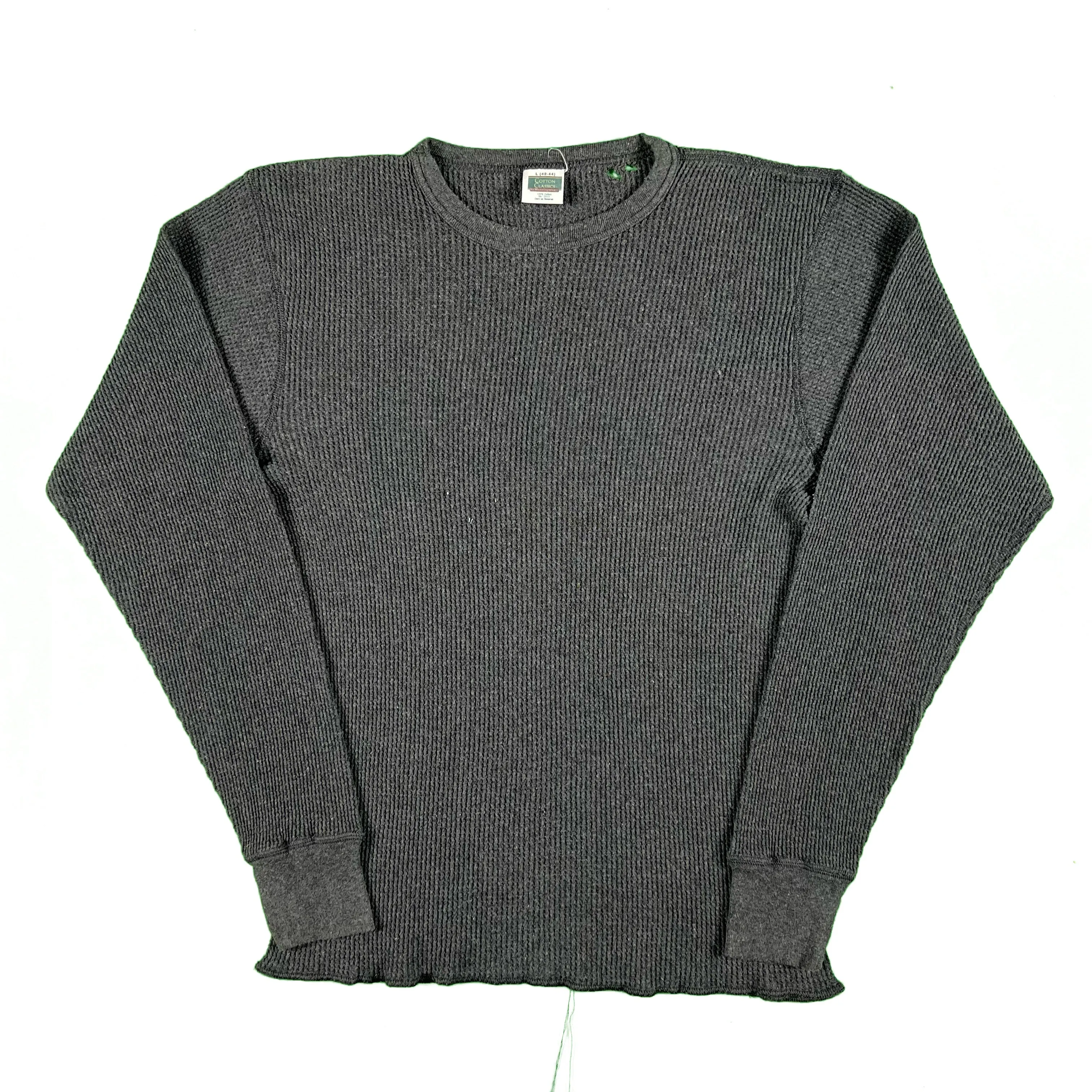 Vintage Dark Grey Waffle Knit Thermal- SELECT SHIRT