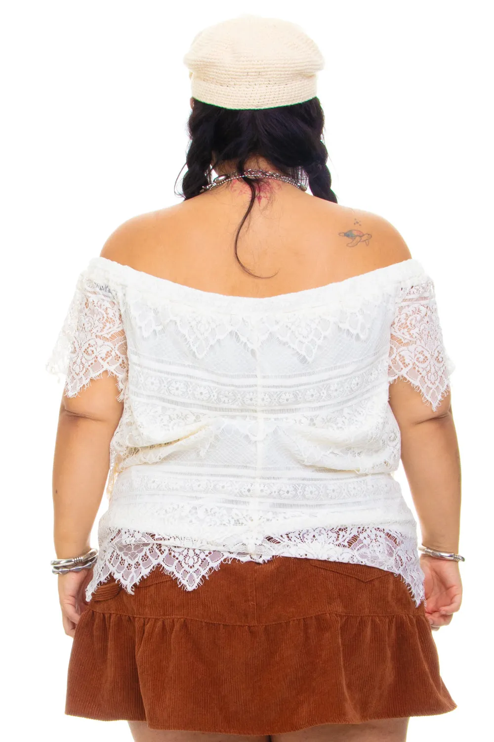 Vintage Y2K Angelic Lace Off-The-Shoulder Top - 2X/3X