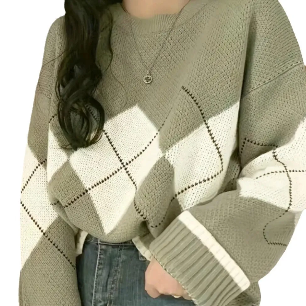 Wenkouban fall outfits All-Match Long Sleeve round Neck Loose Casual Autumn and Winter Fashion Women's Sweater Women's Sweater