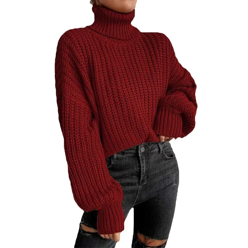 Wenkouban winter outfits women Women's Loose Thread Pilling Knitted Sweater Urban Trend Solid Color round Neck