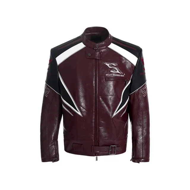 Wine Red Embroidered Spliced Jacket