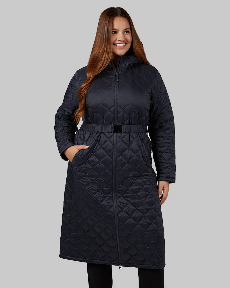 WOMEN'S DIAMOND QUILTED MAXI POLY-FILL COAT