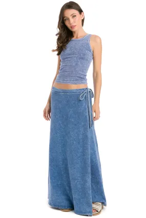 Wrap Maxi Jean Skirt