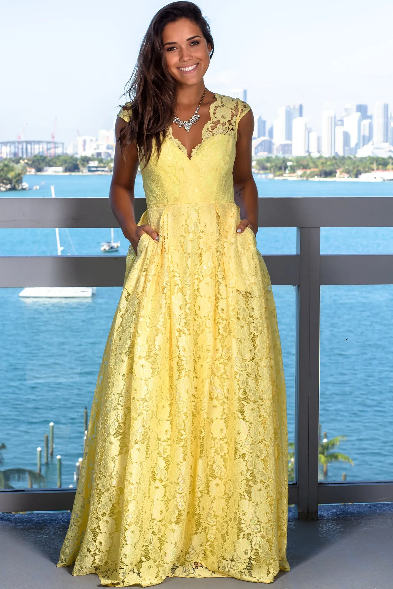 Yellow Lace Maxi Dress