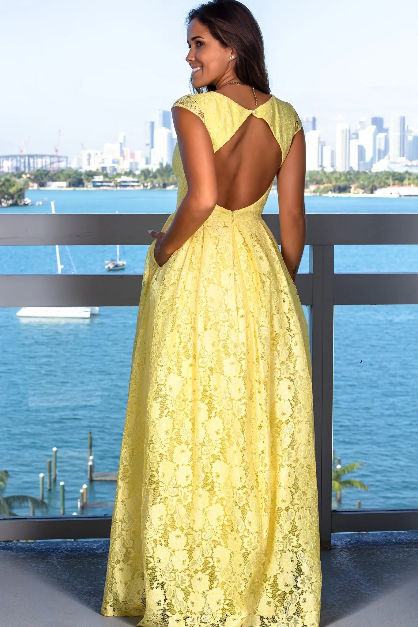 Yellow Lace Maxi Dress