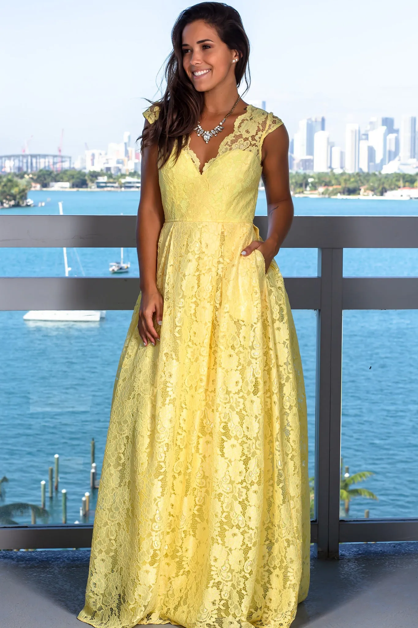 Yellow Lace Maxi Dress