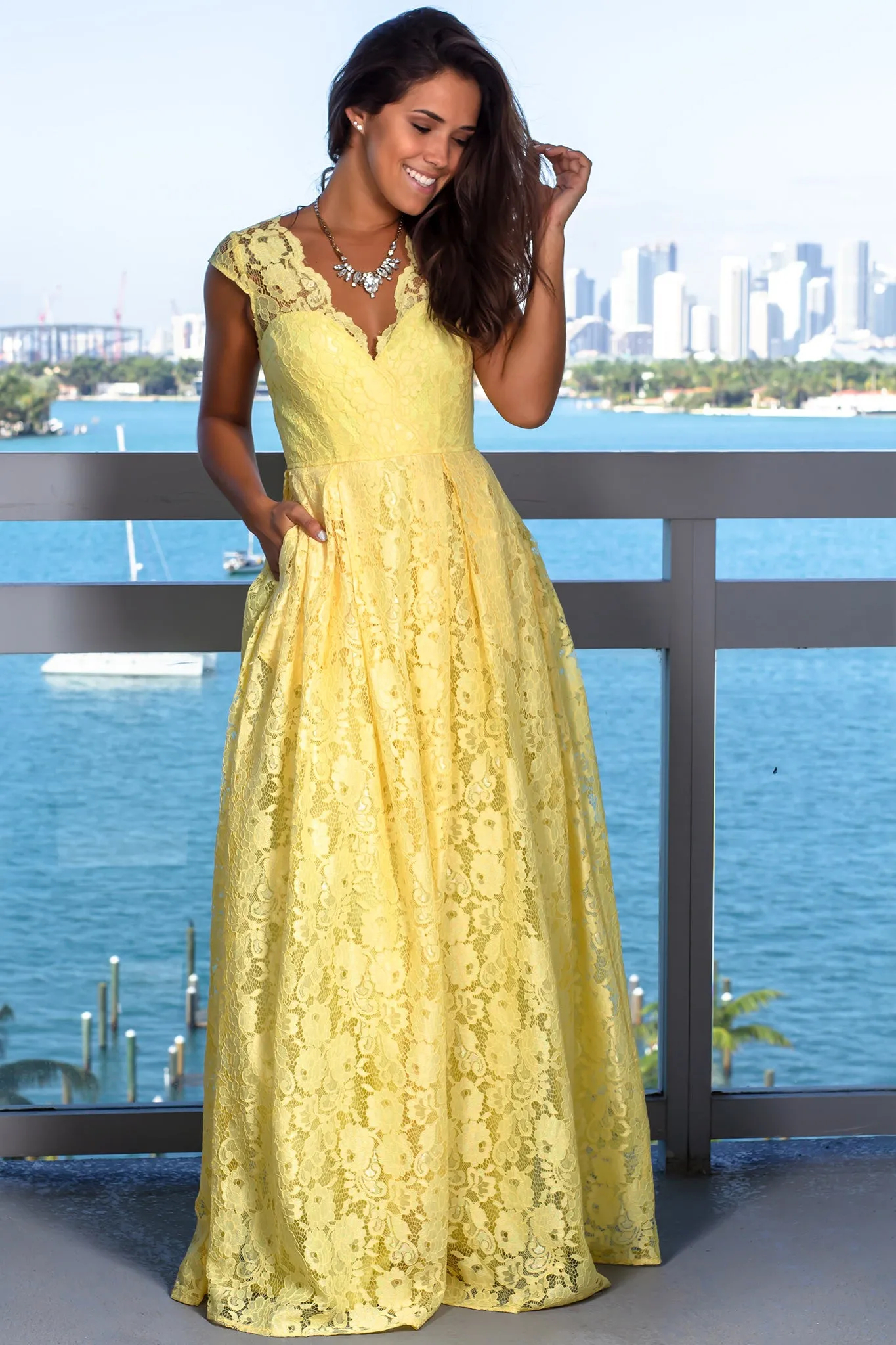 Yellow Lace Maxi Dress