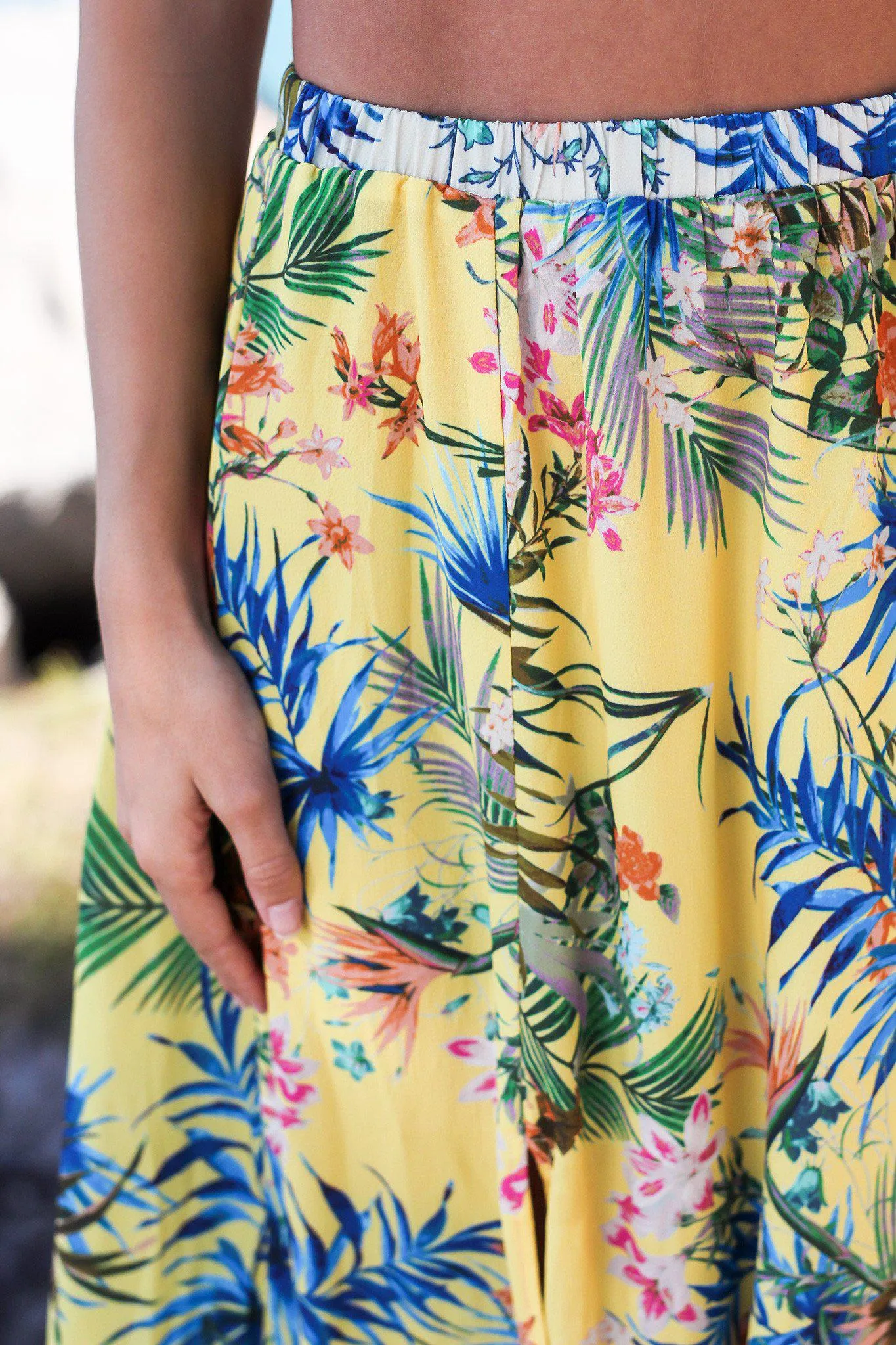 Yellow Printed Maxi Skirt