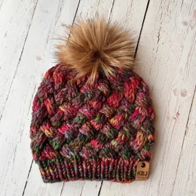 Yukon Slouch | LUXURY Handmade 100% Merino Wool Knit Beanie | Malabrigo Chunky | Detachable Faux Fur Pom Pom | TODDLER Size | Ready To Ship