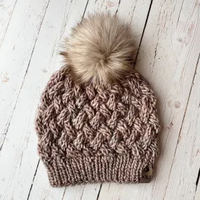 Yukon Slouch | LUXURY Handmade 100% Merino Wool Knit Beanie |Malabrigo Noventa | Detachable Faux Fur Pom Pom | ADULT Size | Ready To Ship